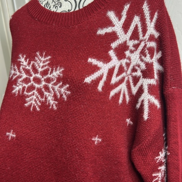BloomChic Burgundy Snowflake Sweater Holiday Snow US 18-20 - Picture 5 of 7